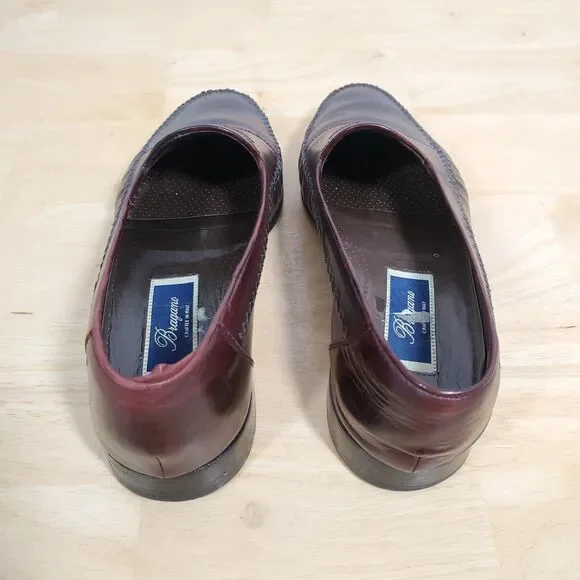 Bragano Cherry Brown Penny Loafers Mens Sz 8.5 Italy Cross Stitch Moc Dress Shoe Bragano Cherry Brown Penny Loafers Mens Sz 8.5 Italy Cross  main image 4